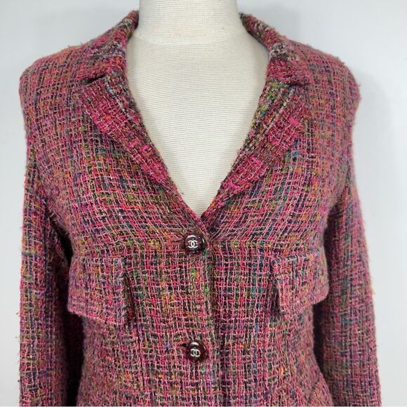 Chanel 1998 Fall Collection Pink Tweed Vintage Blazer Jacket FR 38 US 6 - Picture 9 of 14